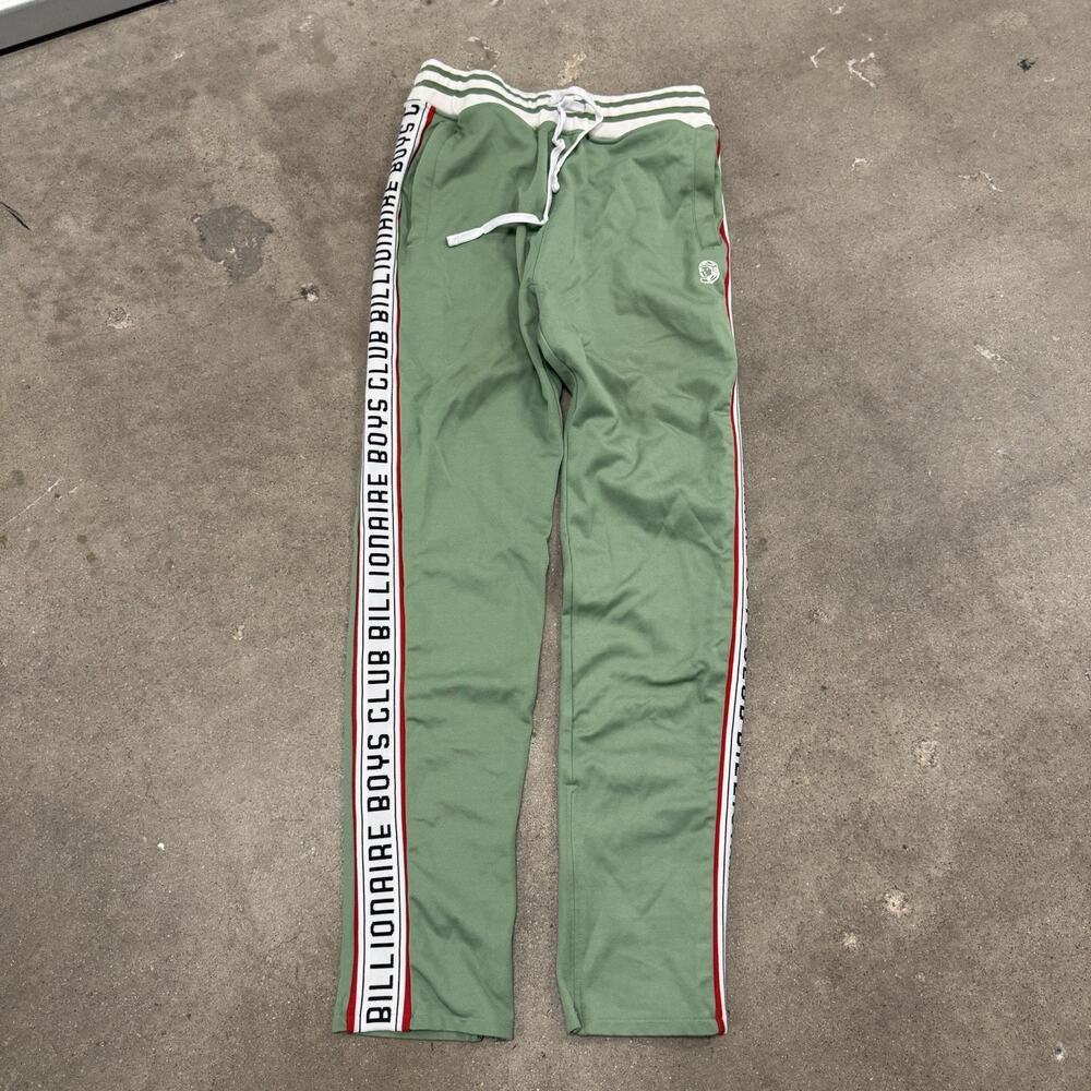 BILLIONARE BOYS CLUB TAPED LOGO STRIPED TRACK PANTS SLIM GREEN XL MENS